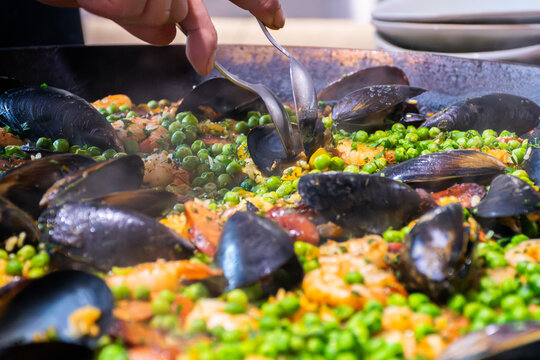Close up of serving Paella