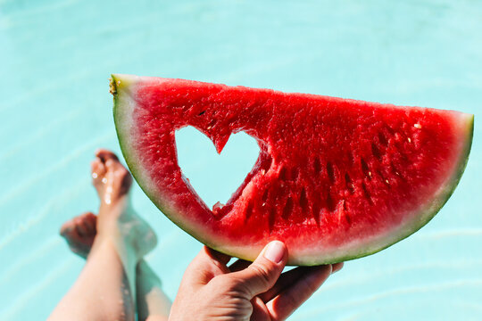 Love heart in a watermelon slice