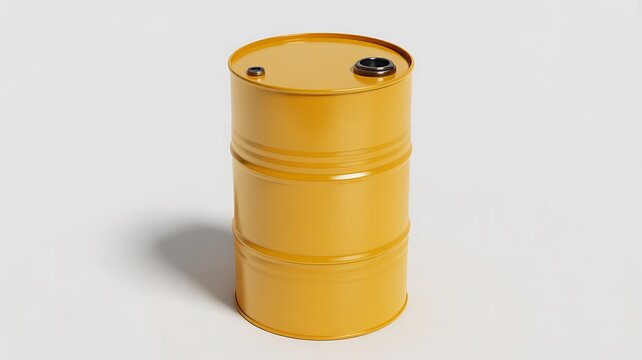 Industrial oil drum, yellow metal barrel, storage container, chemical tank