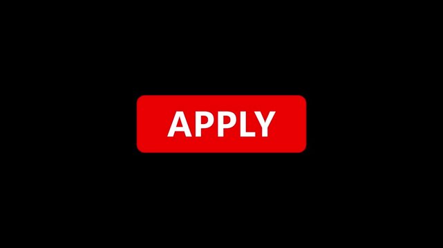 Apply button with white text on black background. Red apply button for web interface design. Professional apply button icon for digital registration and software applications.
