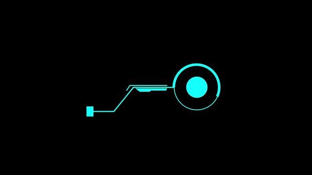 Interface technology HUD with target. Cyan futuristic interface technology HUD. Professional interface technology HUD for circular tracking and digital display visuals art.