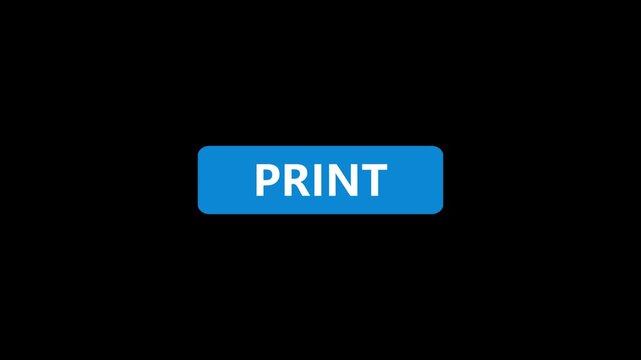 Print button with white text on black background. Blue print button for document processing. Clean print button icon for office software and digital file management systems.