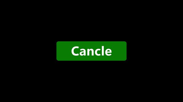 Cancel button with white text on black background. Green cancel button for interface control. Minimalist cancel button icon for stopping processes and digital task management.