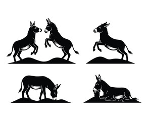 Fototapeta premium Donkey silhouette collection a striking visual representation of donkeys in various poses and activities showcasing their unique forms