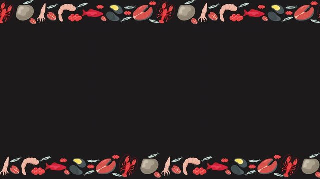 Seafood Animation Loop Marine Food Background Lobster Shrimp Fish