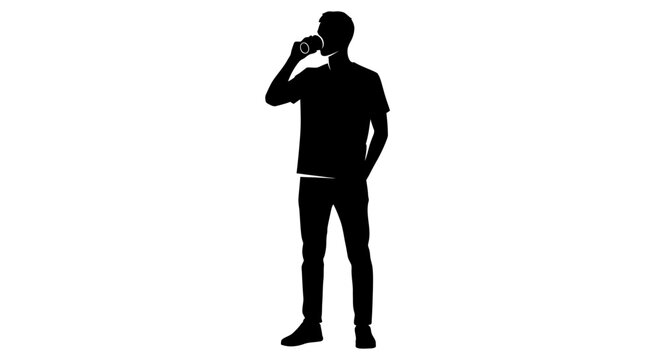 Man drinking from a cup silhouette