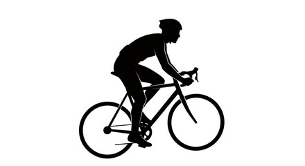 Obraz premium Black silhouette of a cyclist riding a bike