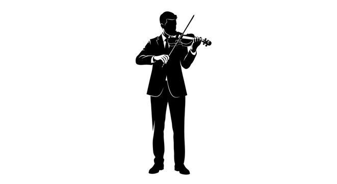 Black silhouette of a man playing violin