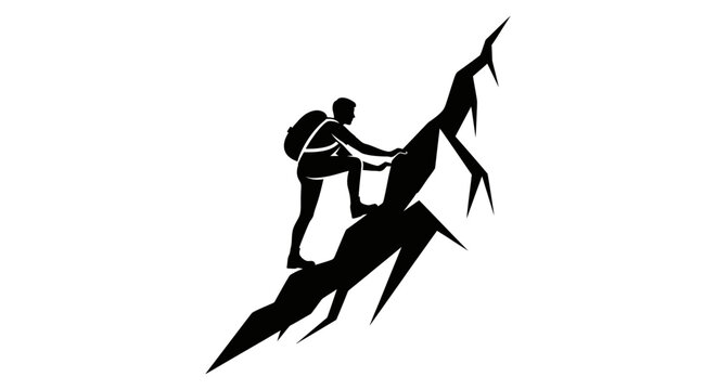 Man climbing a steep mountain
