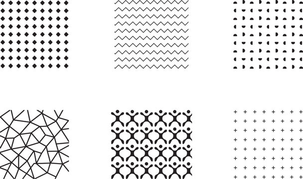 Geometric pattern set with abstract textures and minimal shapes