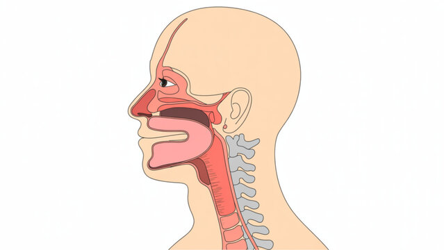 Human throat anatomy diagram with tonsils