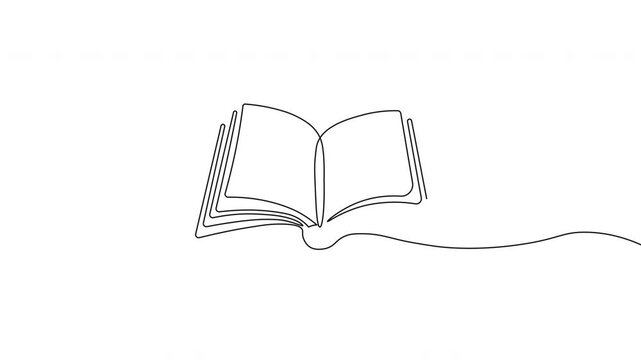 Continuous One-Line Drawing Animation - Open Book Vector Design