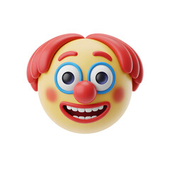 Smiling Clown Face with Red Hair on White Background © Baloch