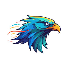 Fototapeta premium Dynamic Eagle Head Illustration - Blue and Teal Colors, Motion Lines