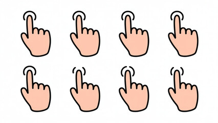 Obraz premium Touch Gesture Line Icon Set Tap, Swipe, Click and Press Hand Interaction Symbols