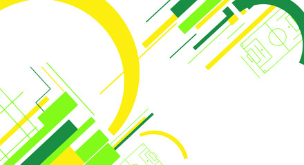 Abstract Soccer Field Design with Geometric Shapes and Green Yellow Colors © asepta