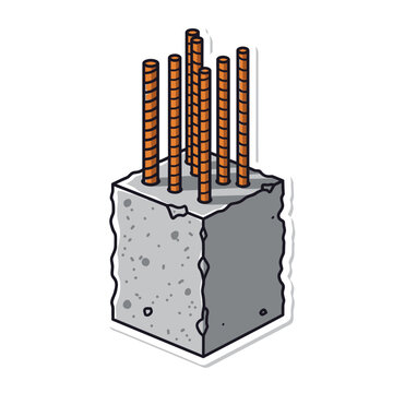 Five wooden rebar sticks in concrete block