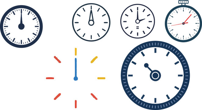 Vector Icon of a Timer in Outline Style Featuring a Circular Shape with Markers on a Minimal White Background