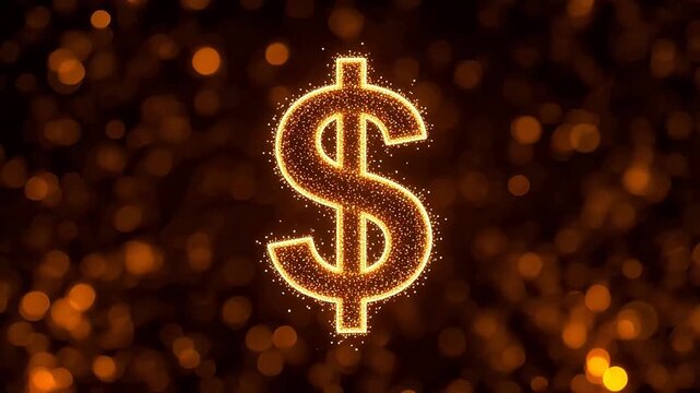 Glowing dollar sign on dark background