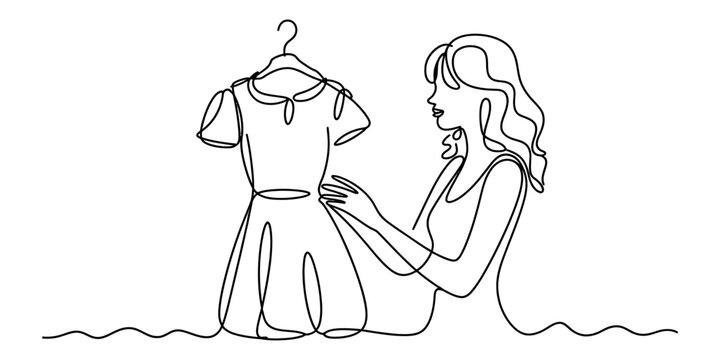 Family of three standing together holding hands line art