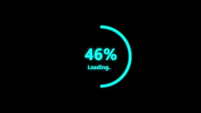 Waiting circle loading progress indicator. Cyan waiting circle with 23 percent. Digital waiting circle for software buffering and system processing status visualizations.