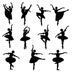 Ballet Dancer Silhouettes Collection: Graceful Poses of Ballerinas in Motion © Aziz