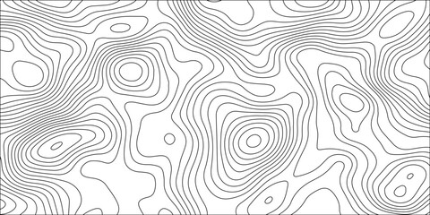 Abstract white contour wave lines topographic background, lines map seamless pattern, modern wallpaper texture and realistic design used for banner and posters, mountain relief geographic pattern. © JANNATULFERDOUS