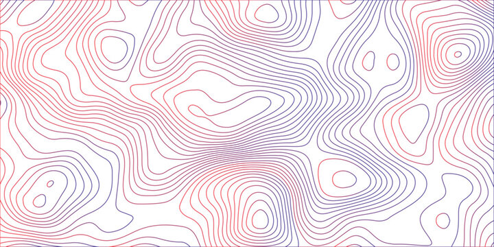 Abstract colorful contour wave lines topographic background, lines map seamless pattern, modern wallpaper texture and realistic design used for banner and posters, mountain relief geographic pattern.