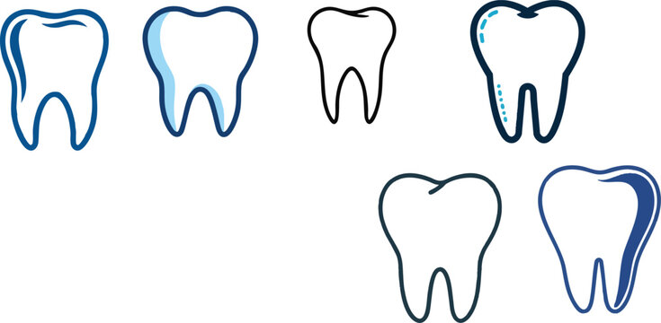 Vector Icon of a Tooth in Outline Style Featuring a Smooth Rounded Shape on a Minimal White Background