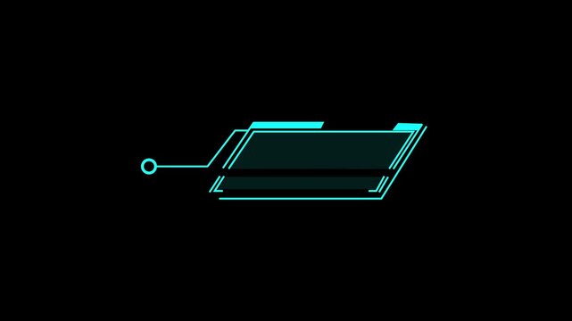 Graphic element cyan callout box. Futuristic graphic element with circle on black. Sleek graphic element callout for digital navigation and tech interface annotations.