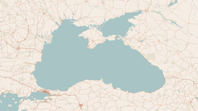 Minimalist vector map of the Black Sea region. High-quality SVG illustration covering Turkey, Ukraine, Russia, Romania, Bulgaria, and Georgia coastline for travel and infographics.