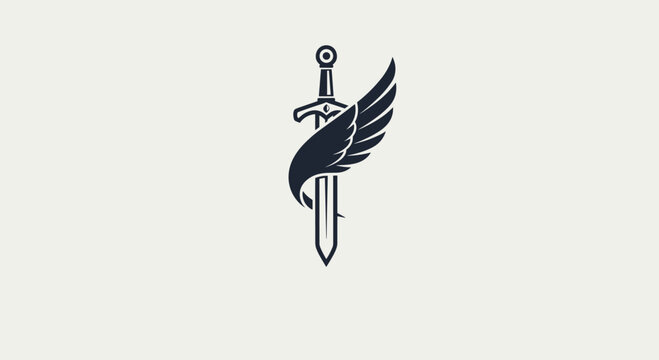 elegant winged sword logo modern strong emblem design