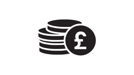 Plakat Euro coin with pound symbol and stacked database cylinder icon for premium banking services and social media finance concept