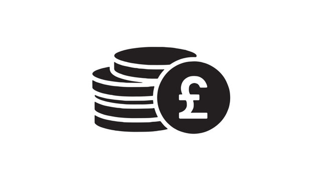 Euro coin with pound symbol and stacked database cylinder icon for premium banking services and social media finance concept