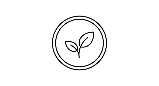 Circle icon with a sprout, representing growth, nature, and eco-friendly concepts.