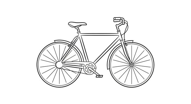 Classic Bicycle Outline Drawing - Vintage Transport Icon