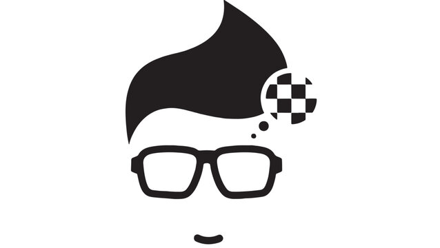 Goatee mustache icon with glasses and pixel game controller bubble for premium retro gaming branding featuring gamer style, esports, twitch with