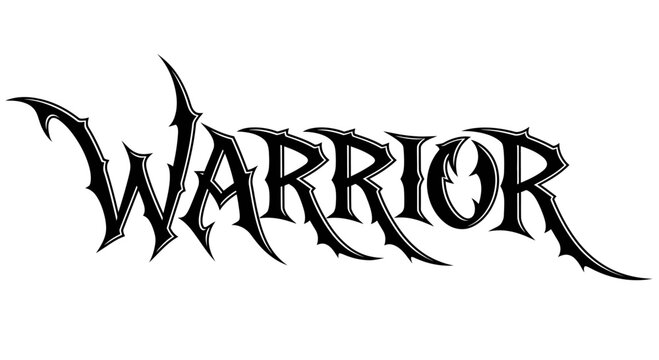 Warrior text in a sharp spiky and aggressive font style.