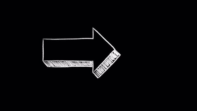 White arrow doodle chalk animation transparent background