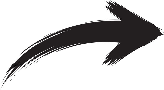 Bold black brush stroke arrow pointing right symbol