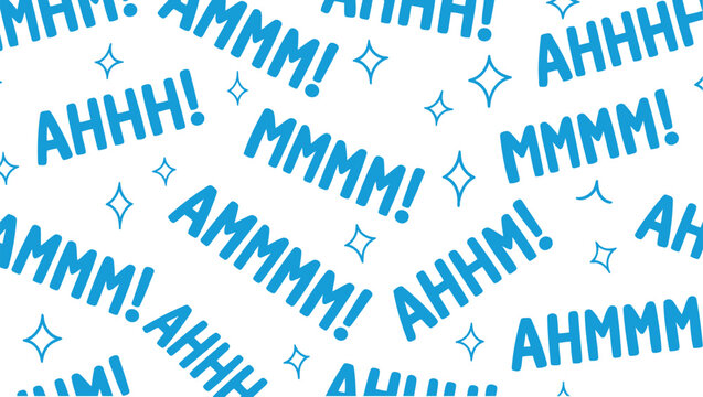 Pattern of hand drawn exclamations ahmm mmm and sparkle graphics with exclamation, illustration