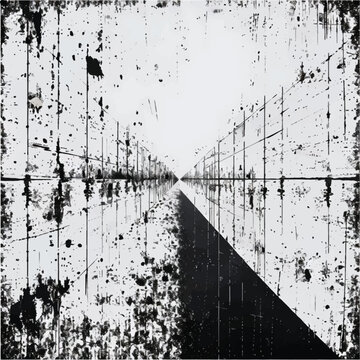 Two point perspective abstract black and white grunge texture