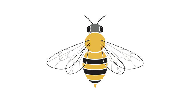 Cute cartoon bee illustration, flying insect, buzzing, isolated on white background