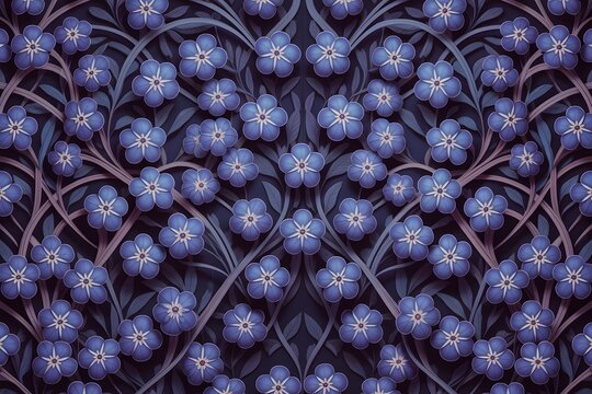 vibrant purple flower pattern with yellow centers
