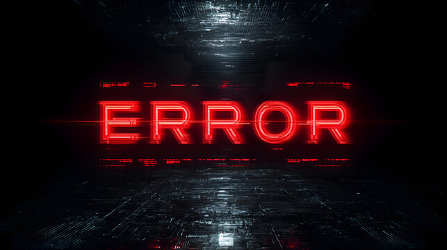 A prominent red error message displayed on a dark, circuit board inspired background.