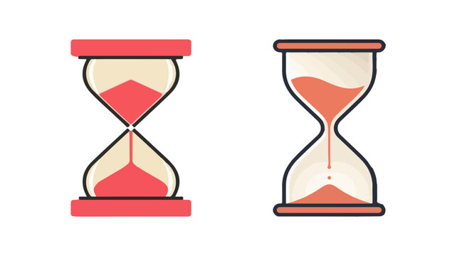 vector template of an hourglass with a flat design style, incorporating bold lines, minimalist shapes, and a two-dimensional appearance