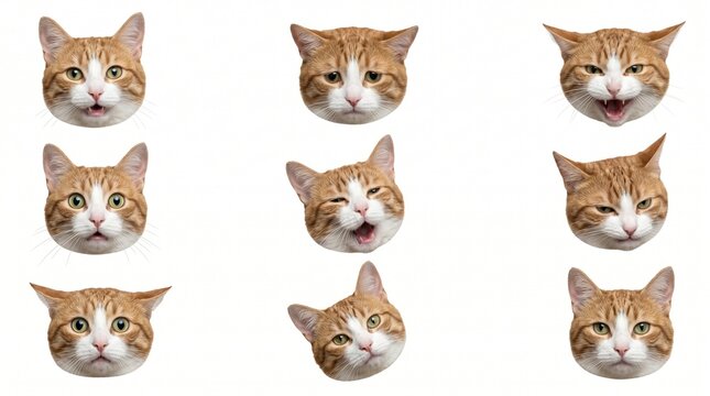 Nine orange tabby cat faces in a grid arrangement