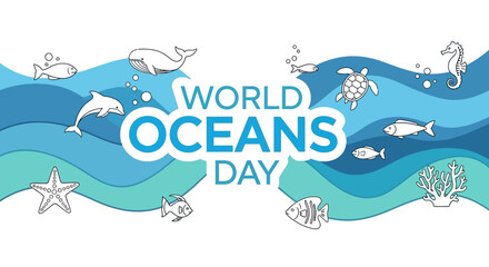 Obraz premium World Oceans Day marine life conservation.