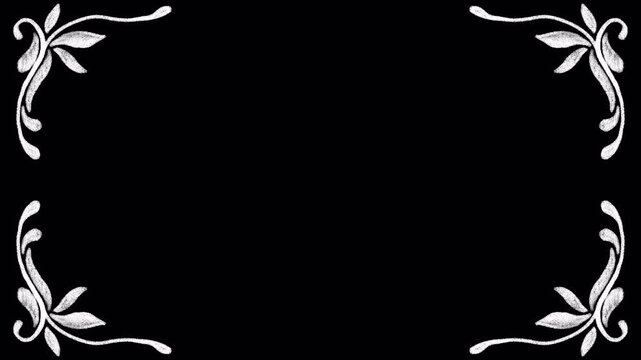 White retro chalk frame, animation, transparent background