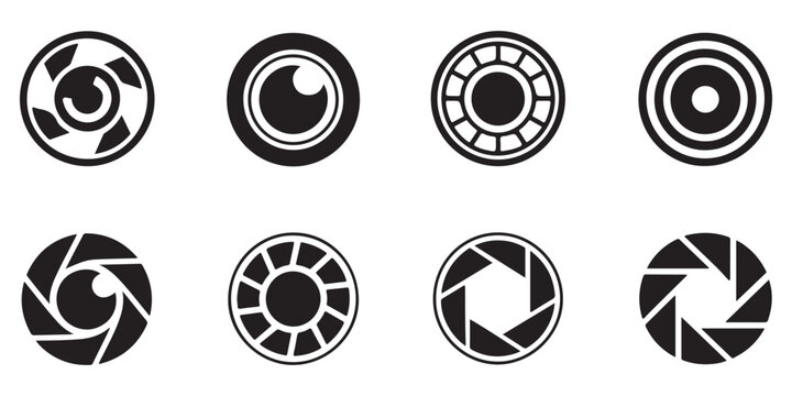 Professional Camera Lens and Aperture Icon Variations